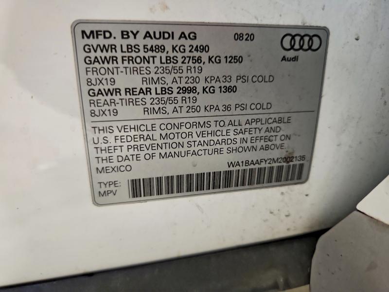 Продаж на аукціоні авто 2021 Audi Q5, vin: WA1BAAFY2M2002135, номер лоту: 49637686