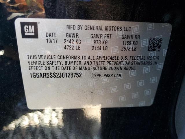50255706 :رقم المزاد ، 1G6AR5SS2J0128752 vin ، 2018 Cadillac Cts مزاد بيع