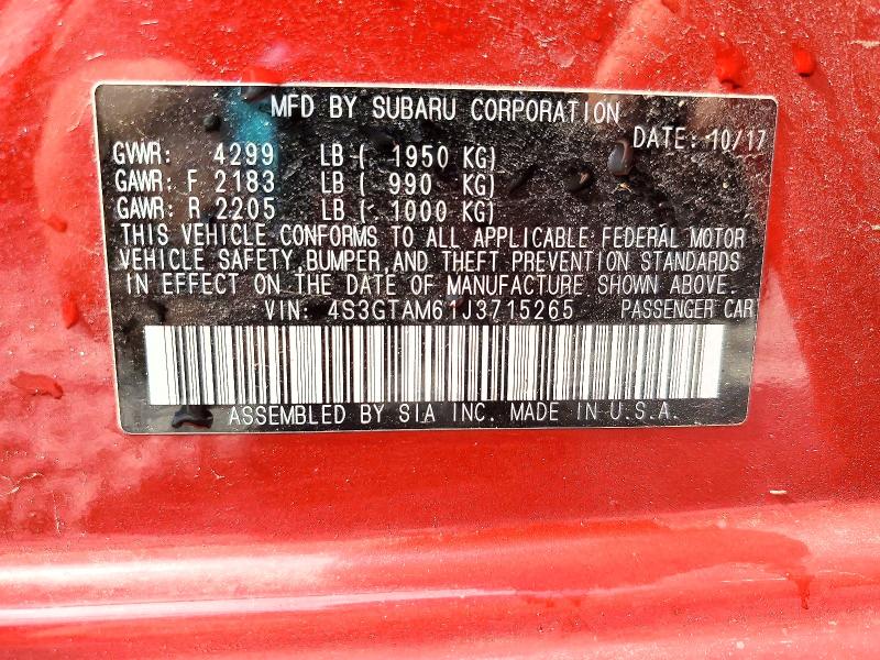 Aukcja sprzedaży 2018 Subaru Impreza, vin: 4S3GTAM61J3715265, numer aukcji: 50785586