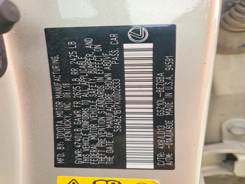 Aukcja sprzedaży 2019 Lexus Es, vin: 58ABZ1B17KU002533, numer aukcji: 51034506