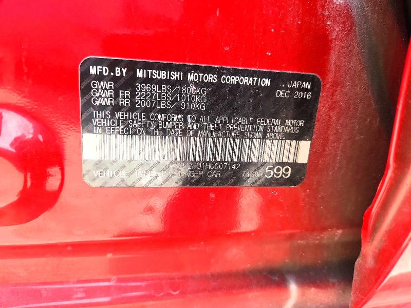 Продаж на аукціоні авто 2017 Mitsubishi Lancer, vin: JA32U2FU1HU007142, номер лоту: 52072486