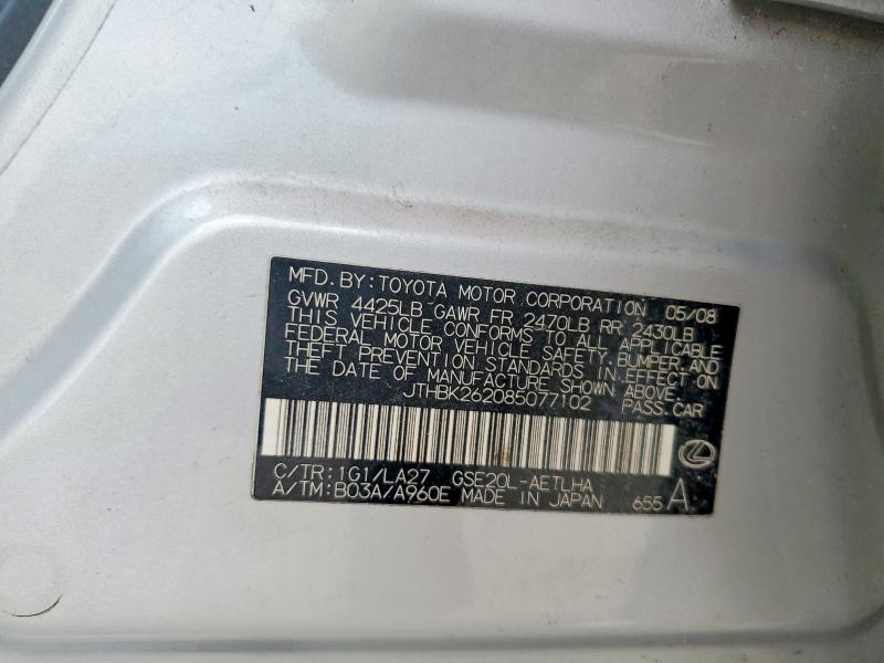 Aukcja sprzedaży 2008 Lexus Is, vin: JTHBK262085077102, numer aukcji: 49625186