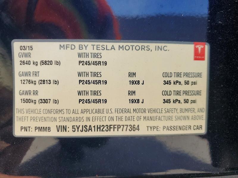Продажа на аукционе авто 2015 Tesla Model S, vin: 5YJSA1H23FFP77364, номер лота: 49429146