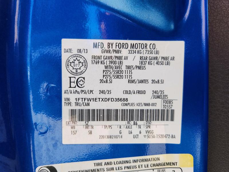 Aukcja sprzedaży 2013 Ford F150, vin: 1FTFW1ETXDFD35688, numer aukcji: 50438936