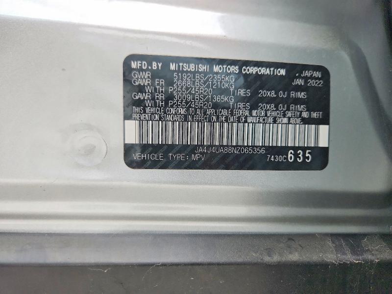 Продаж на аукціоні авто 2022 Mitsubishi Outlander, vin: JA4J4UA88NZ065356, номер лоту: 49215276