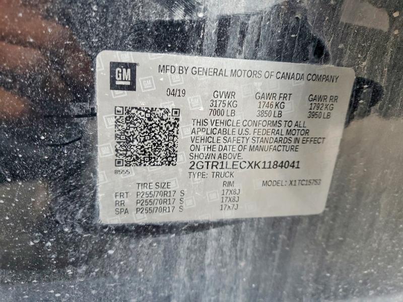 48506856 :رقم المزاد ، 2GTR1LECXK1184041 vin ، 2019 Gmc Sierra Limited مزاد بيع