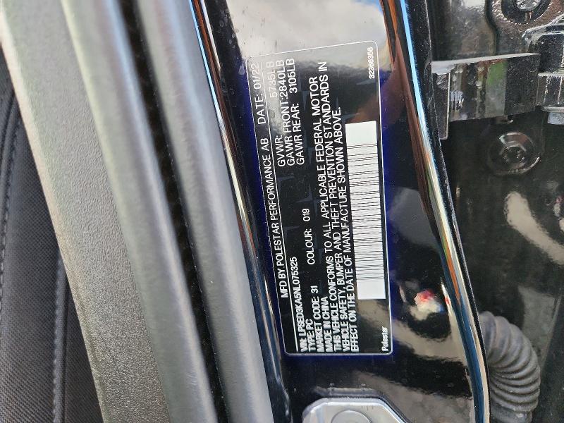 Продаж на аукціоні авто 2022 Polestar 2, vin: LPSED3KA5NL075325, номер лоту: 48643046