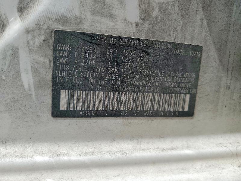 Продаж на аукціоні авто 2019 Subaru Impreza, vin: 4S3GTAM6XK3715816, номер лоту: 50294176