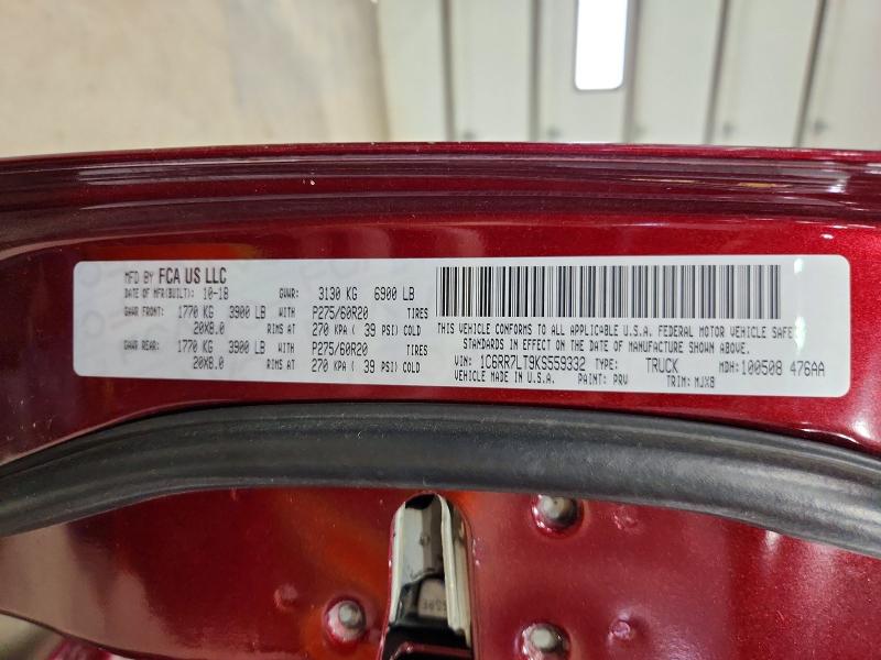 48665876 :رقم المزاد ، 1C6RR7LT9KS559332 vin ، 2019 Ram 1500 Classic مزاد بيع