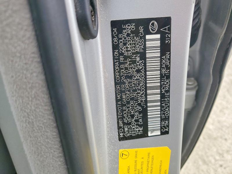 51043336 :رقم المزاد ، JTHBA30G355066393 vin ، 2005 Lexus Es مزاد بيع