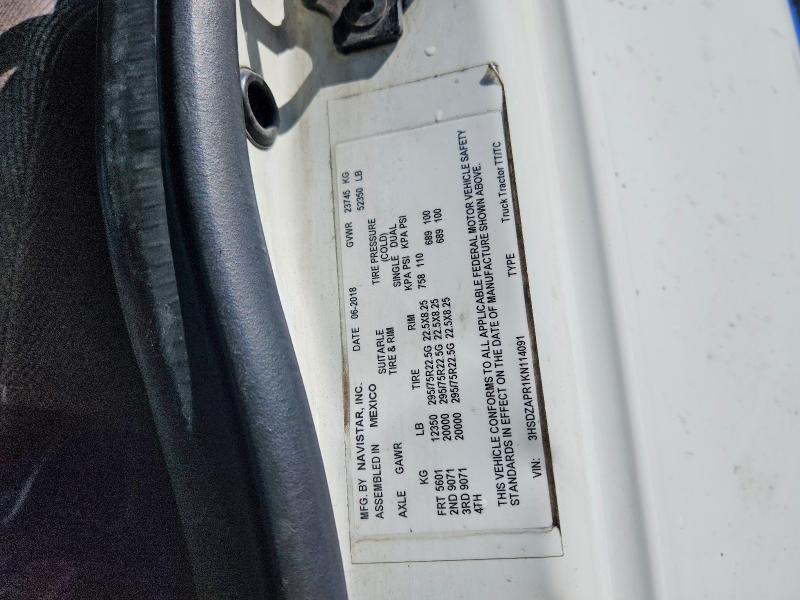 49296856 :رقم المزاد ، 3HSDZAPR1KN114091 vin ، 2019 International Lt625 مزاد بيع