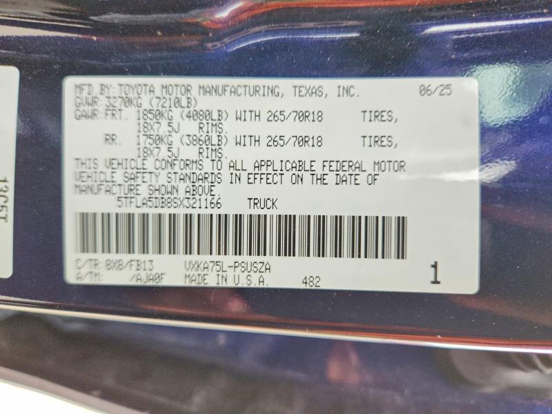 Aukcja sprzedaży 2025 Toyota Tundra, vin: 5TFLA5DB8SX321166, numer aukcji: 50995436