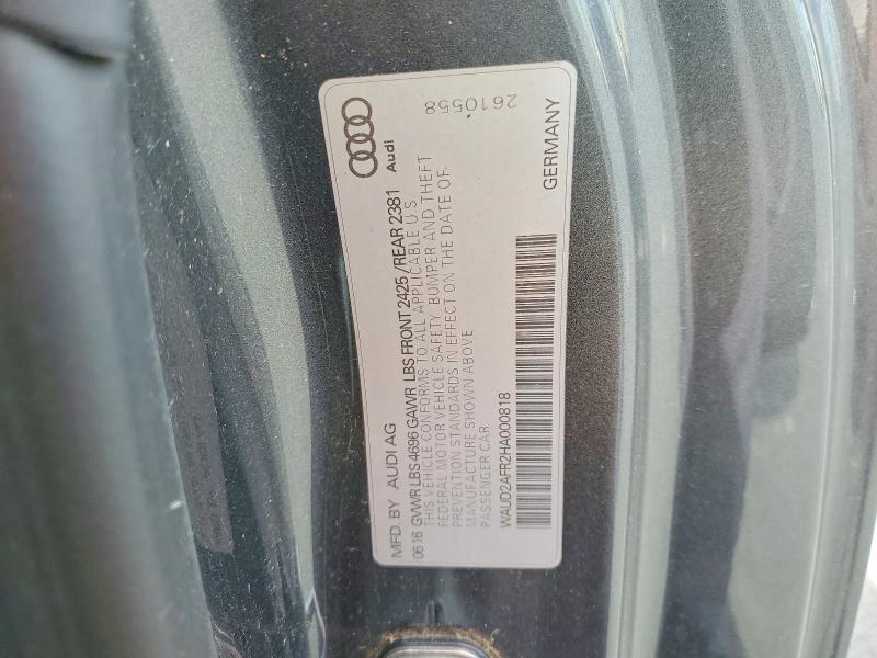 50450126 :رقم المزاد ، WAUD2AFR2HA000818 vin ، 2017 Audi A5 مزاد بيع