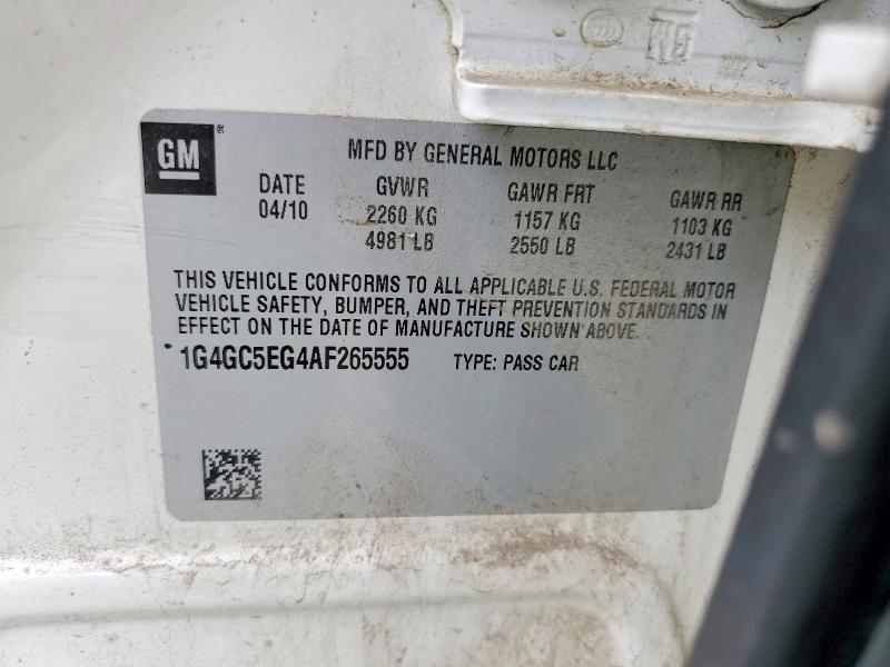 Aukcja sprzedaży 2010 Buick Lacrosse, vin: 1G4GC5EG4AF265555, numer aukcji: 50622546