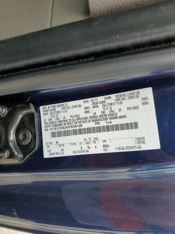 Продаж на аукціоні авто 2017 Ford F150, vin: 1FTEX1E83HFB38128, номер лоту: 47589446