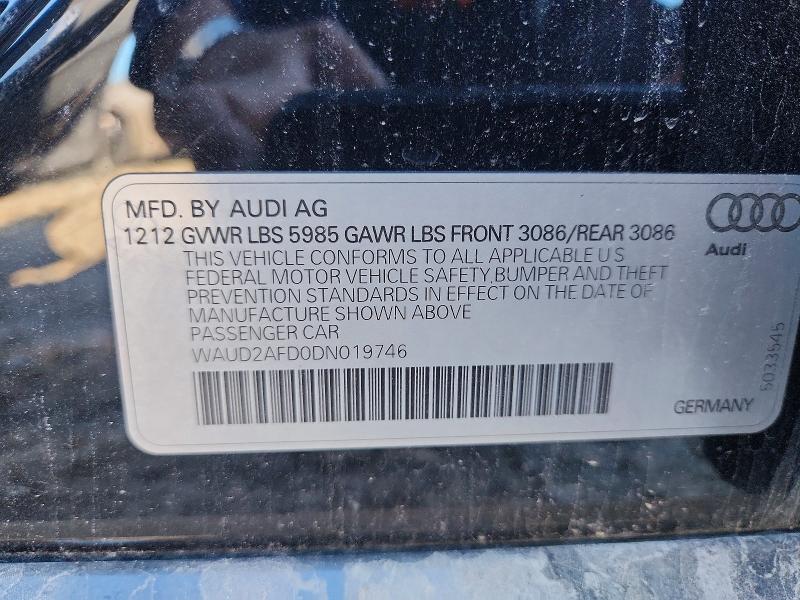 Aukcja sprzedaży 2013 Audi S8, vin: WAUD2AFD0DN019746, numer aukcji: 48359206