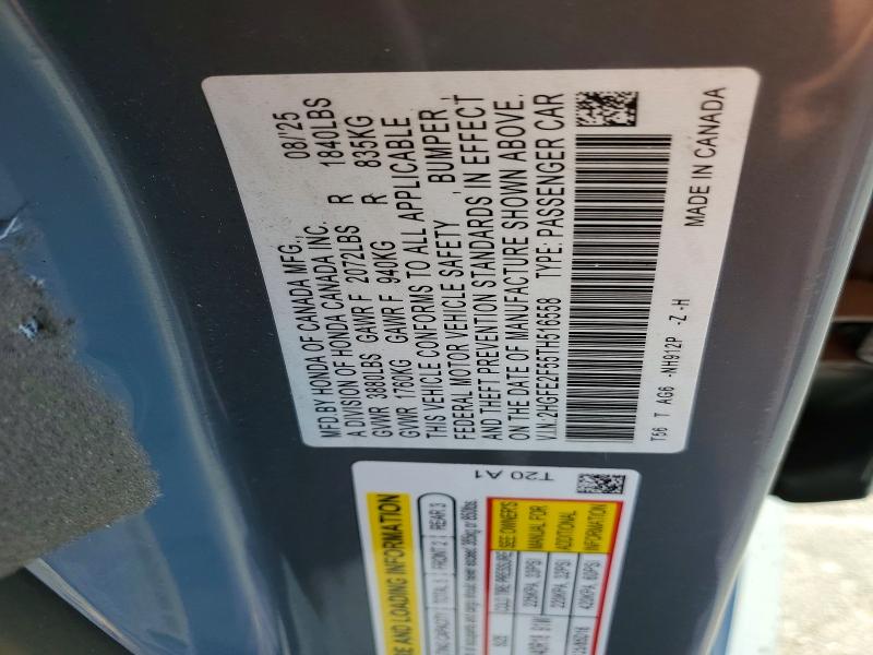 Продаж на аукціоні авто 2026 Honda Civic, vin: 2HGFE2F55TH516558, номер лоту: 50516286