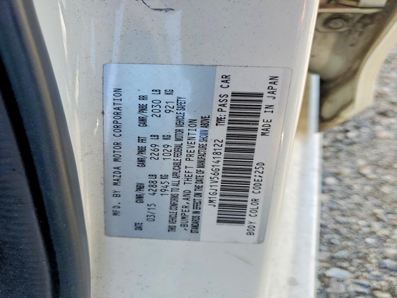 2016 Mazda 6 მანქანა იყიდება აუქციონზე, vin: JM1GJ1V56G1418122, აუქციონის ნომერი: 51030706