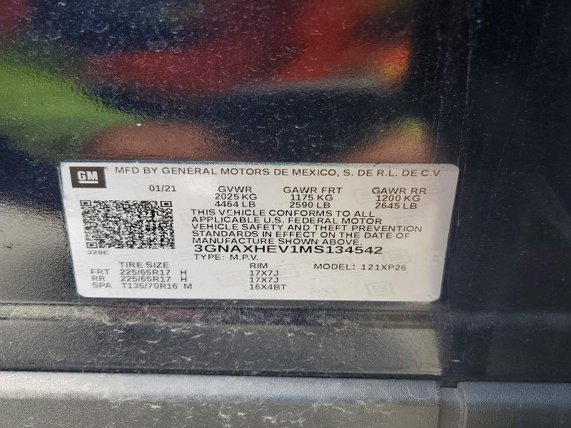 Продажа на аукционе авто 2021 Chevrolet Equinox, vin: 3GNAXHEV1MS134542, номер лота: 50290296