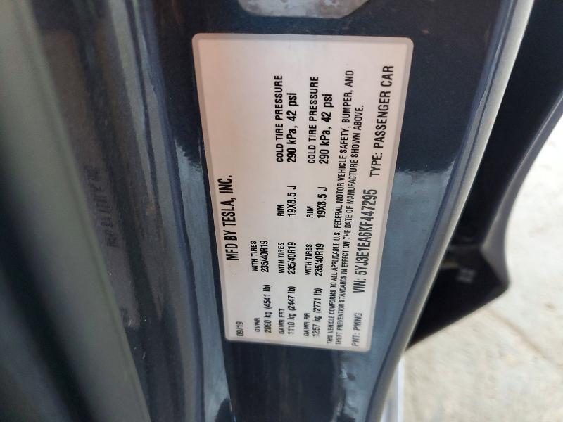 Продаж на аукціоні авто 2019 Tesla Model 3, vin: 5YJ3E1EA6KF447295, номер лоту: 48925446