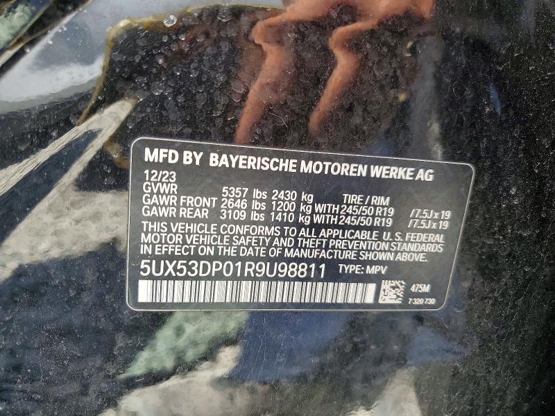 2024 Bmw X3 მანქანა იყიდება აუქციონზე, vin: 5UX53DP01R9U98811, აუქციონის ნომერი: 51362906