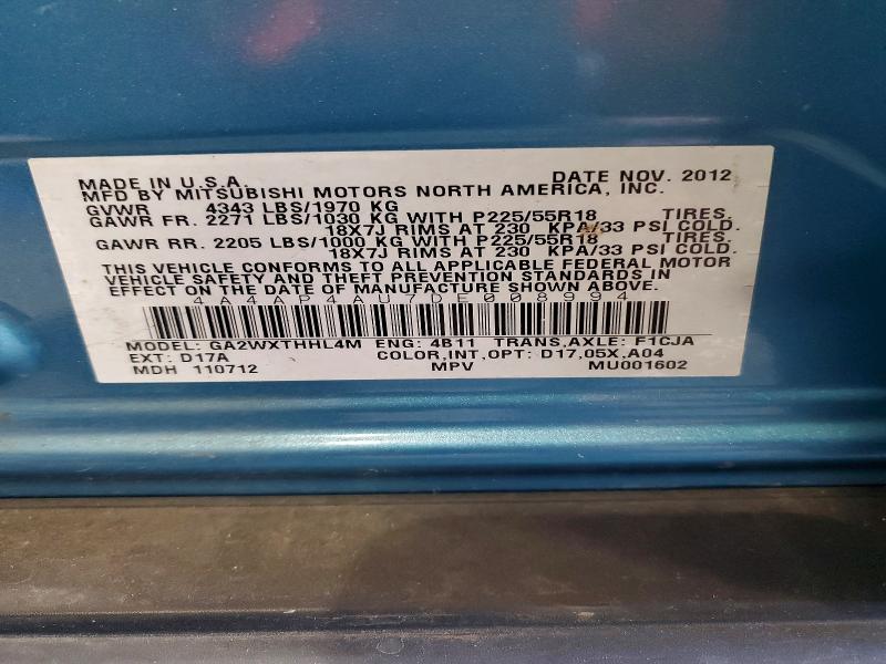 Продаж на аукціоні авто 2013 Mitsubishi Outlander Sport, vin: 4A4AP4AU7DE008994, номер лоту: 50677076