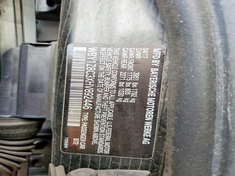 48525886 :رقم المزاد ، WBY1Z8C3XHV892446 vin ، 2017 Bmw I3 مزاد بيع