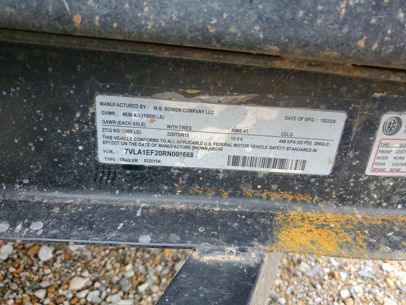 Aukcja sprzedaży 2024 Utility Trailer Manufacture Trailers, vin: 7VLA1EF20RN006668, numer aukcji: 51980806