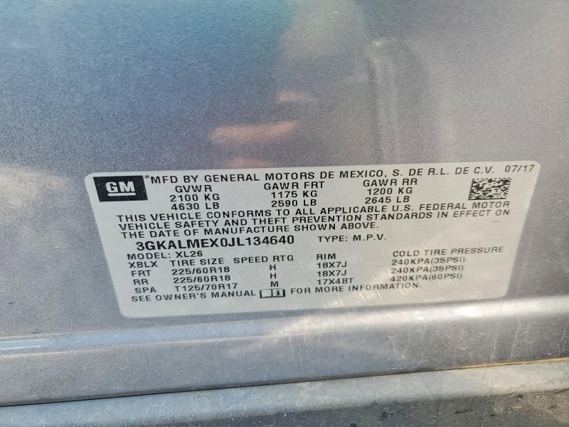 2018 Gmc Terrain მანქანა იყიდება აუქციონზე, vin: 3GKALMEX0JL134640, აუქციონის ნომერი: 51159406