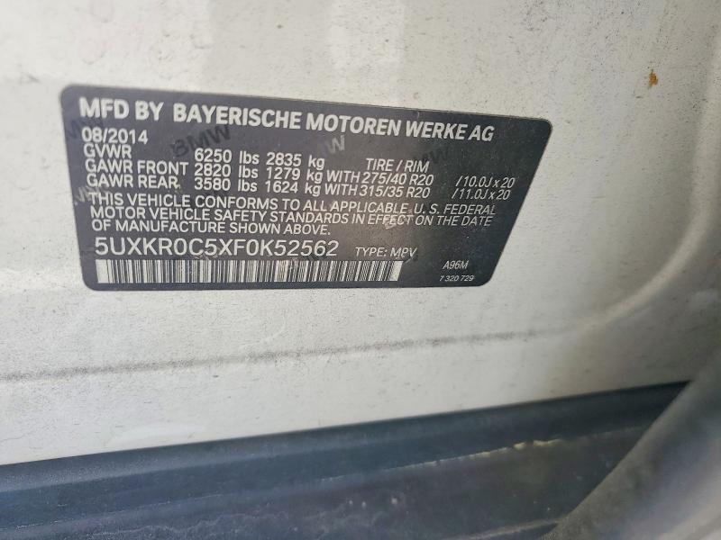 50546876 :رقم المزاد ، 5UXKR0C5XF0K52562 vin ، 2015 Bmw X5 مزاد بيع