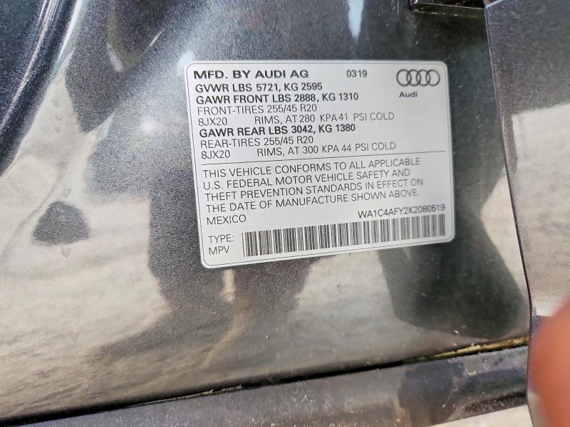 Продаж на аукціоні авто 2019 Audi Sq5, vin: WA1C4AFY2K2080519, номер лоту: 47648646