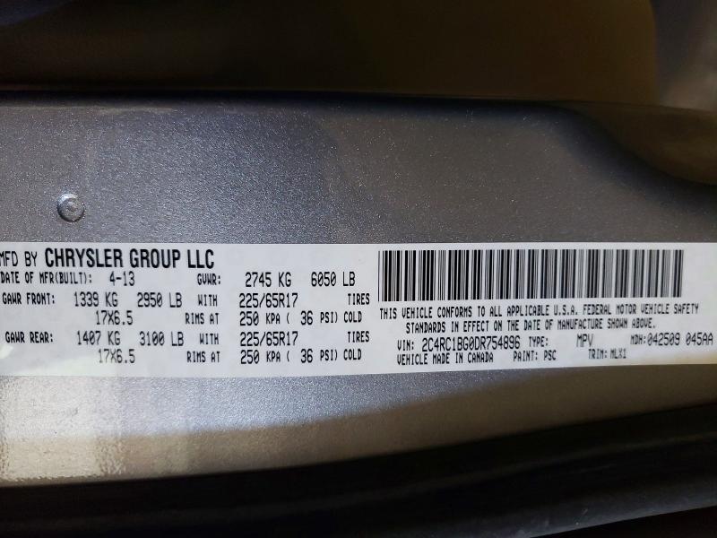 2013 Chrysler Town & Country მანქანა იყიდება აუქციონზე, vin: 2C4RC1BG0DR754896, აუქციონის ნომერი: 50795166