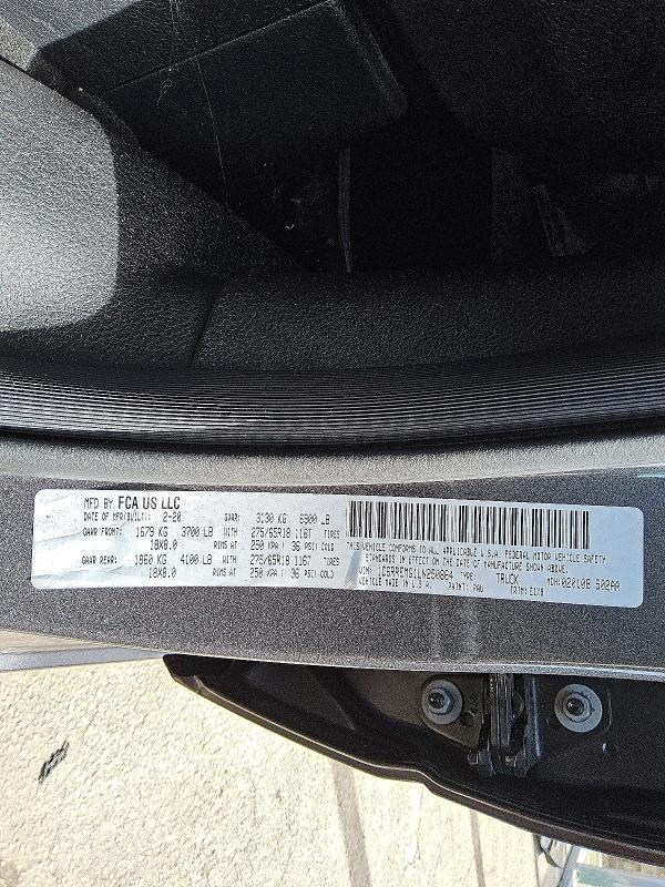 45478166 :رقم المزاد ، 1C6RREMG1LN250864 vin ، 2020 Ram 1500 مزاد بيع