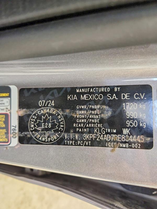 50926286 :رقم المزاد ، 3KPF24AD7RE834445 vin ، 2024 Kia Forte مزاد بيع