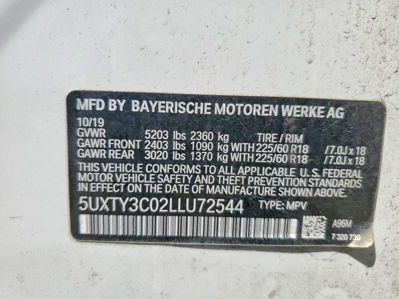 Aukcja sprzedaży 2020 Bmw X3, vin: 5UXTY3C02LLU72544, numer aukcji: 49043626