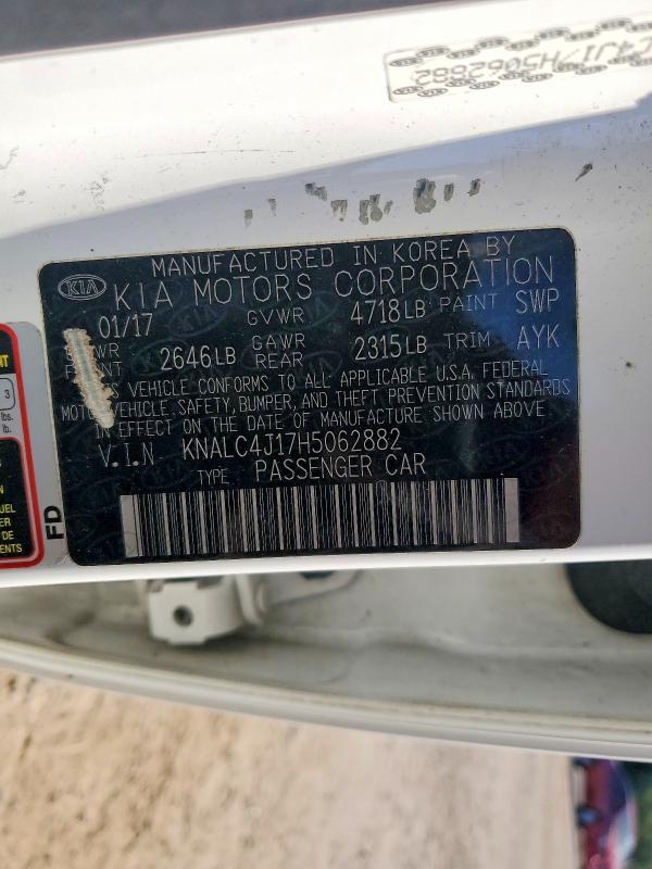 Продажа на аукционе авто 2017 Kia Cadenza, vin: KNALC4J17H5062882, номер лота: 50629936