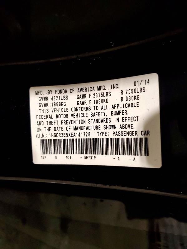 2014 Honda Accord მანქანა იყიდება აუქციონზე, vin: 1HGCR2E5XEA141728, აუქციონის ნომერი: 48398116