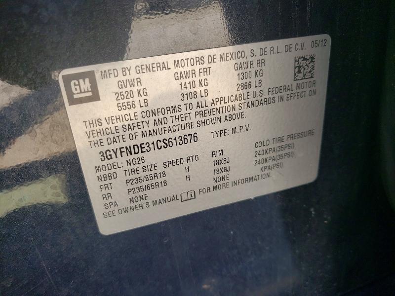 Aukcja sprzedaży 2012 Cadillac Srx, vin: 3GYFNDE31CS613676, numer aukcji: 49010256