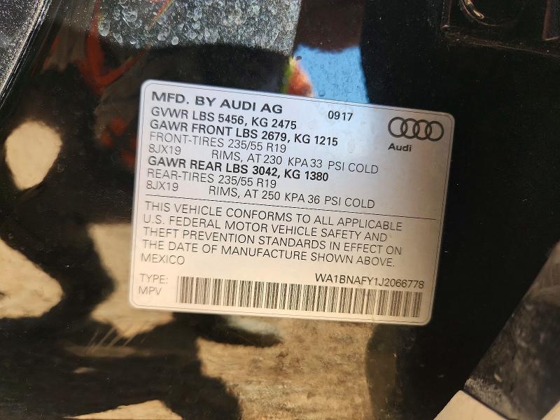 Aukcja sprzedaży 2018 Audi Q5, vin: WA1BNAFY1J2066778, numer aukcji: 49453056