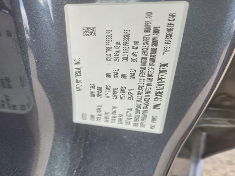 48743246 :رقم المزاد ، 5YJ3E1EA1PF700790 vin ، 2023 Tesla Model 3 مزاد بيع