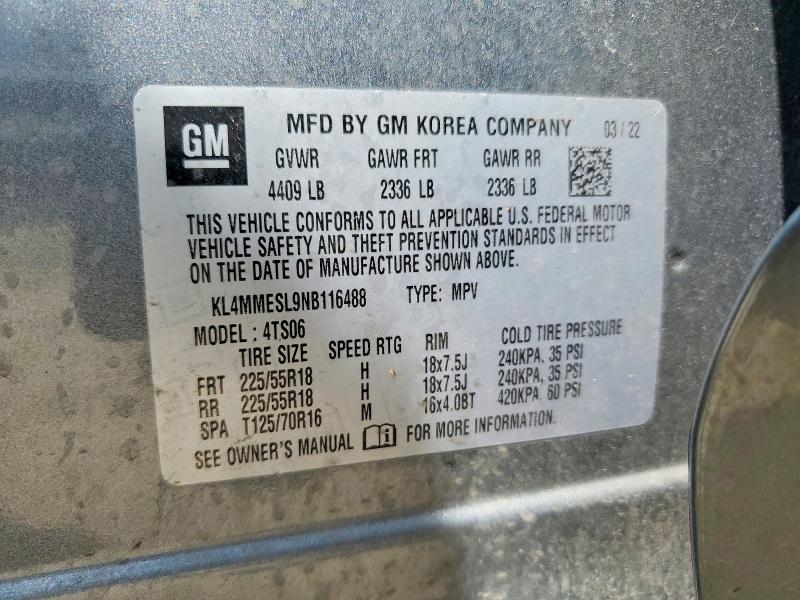 50214756 :رقم المزاد ، KL4MMESL9NB116488 vin ، 2022 Buick Encore Gx مزاد بيع