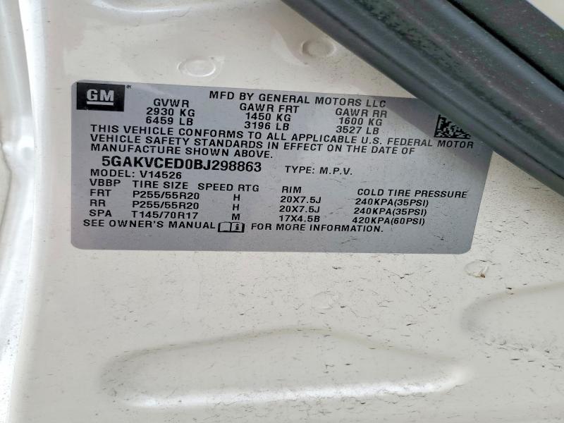 2011 Buick Enclave მანქანა იყიდება აუქციონზე, vin: 5GAKVCED0BJ298863, აუქციონის ნომერი: 50477386