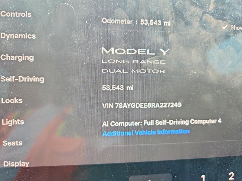 50528536 :رقم المزاد ، 7SAYGDEE8RA227249 vin ، 2024 Tesla Model Y مزاد بيع