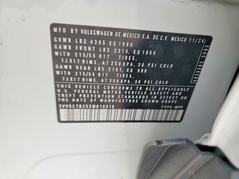 51316336 :رقم المزاد ، 3VV5C7B25SM010318 vin ، 2025 Volkswagen Taos مزاد بيع