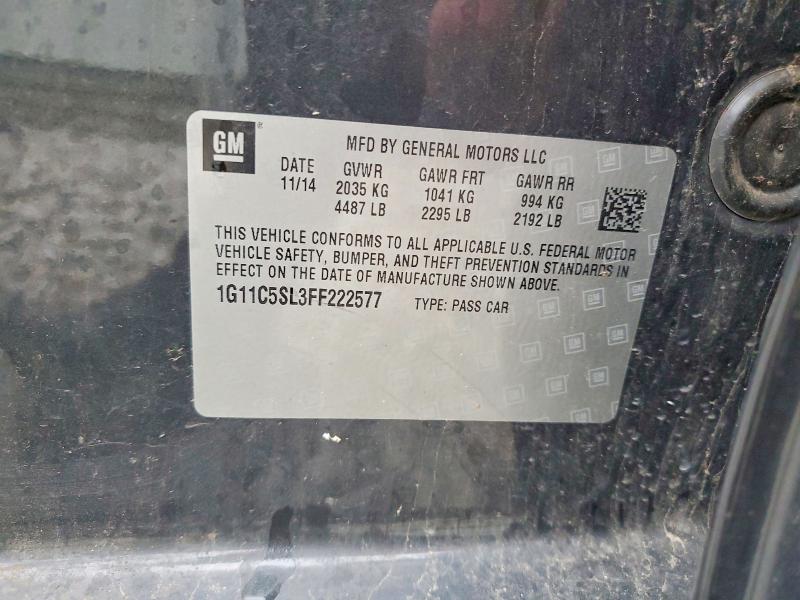 Продаж на аукціоні авто 2015 Chevrolet Malibu, vin: 1G11C5SL3FF222577, номер лоту: 58249496