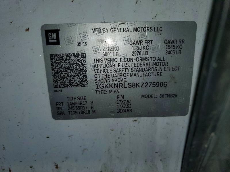 Продаж на аукціоні авто 2019 Gmc Acadia, vin: 1GKKNRLS8KZ275906, номер лоту: 50222076