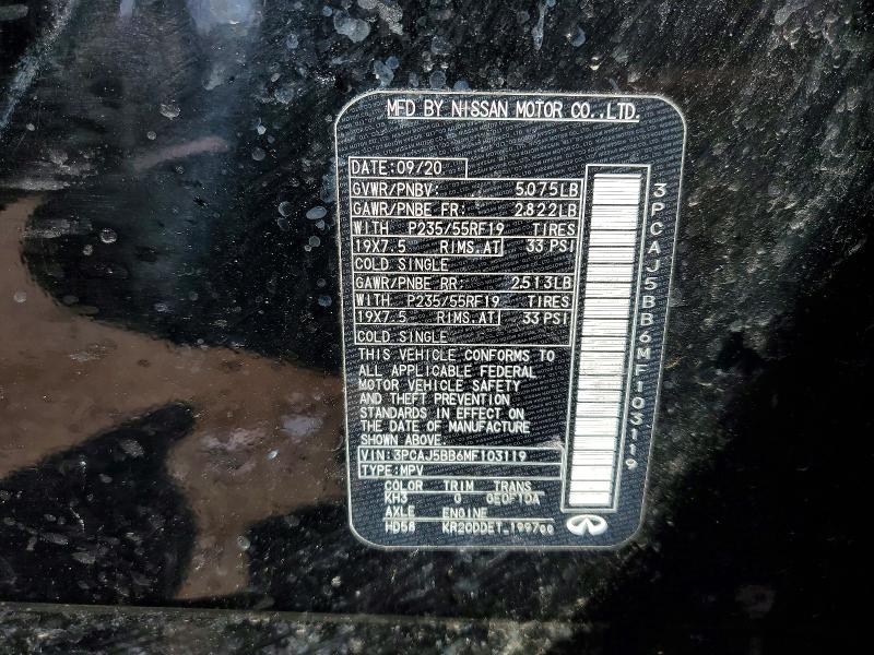 Aukcja sprzedaży 2021 Infiniti Qx50, vin: 3PCAJ5BB6MF103119, numer aukcji: 48830646