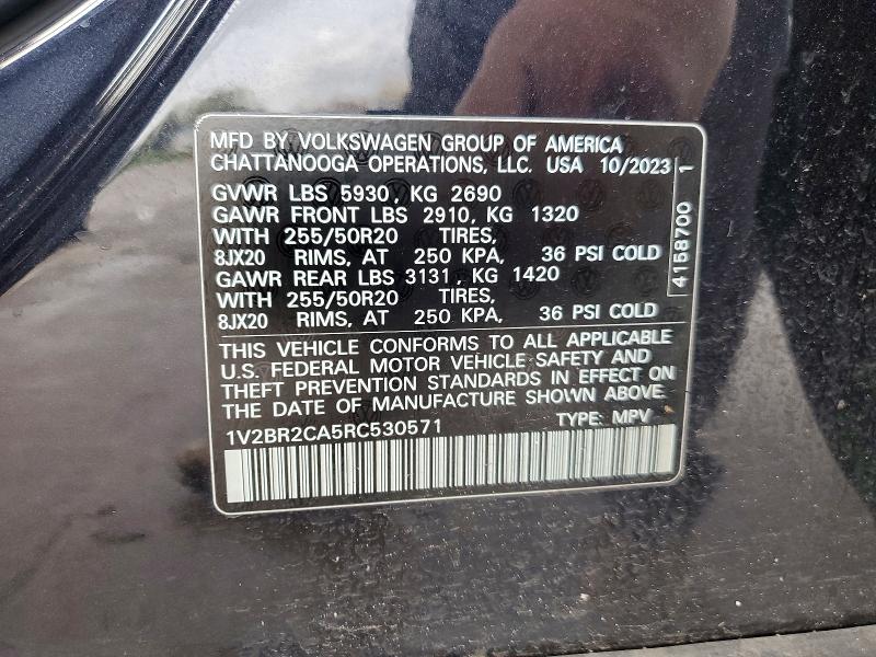 48294846 :رقم المزاد ، 1V2BR2CA5RC530571 vin ، 2024 Volkswagen Atlas مزاد بيع