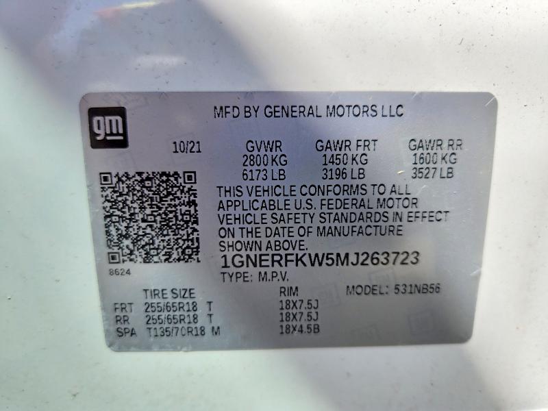 Aukcja sprzedaży 2021 Chevrolet Traverse, vin: 1GNERFKW5MJ263723, numer aukcji: 47549156