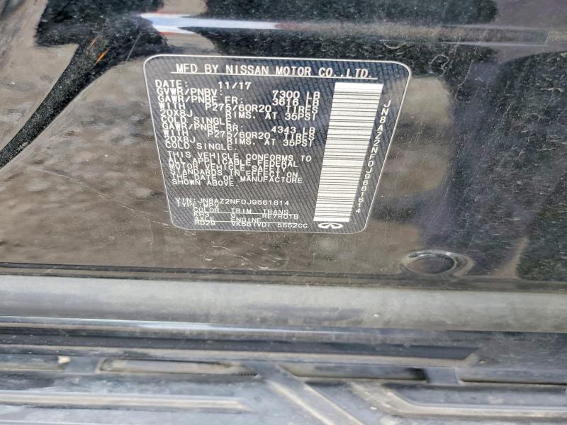 50073296 :رقم المزاد ، JN8AZ2NF0J9661614 vin ، 2018 Infiniti Qx80 مزاد بيع